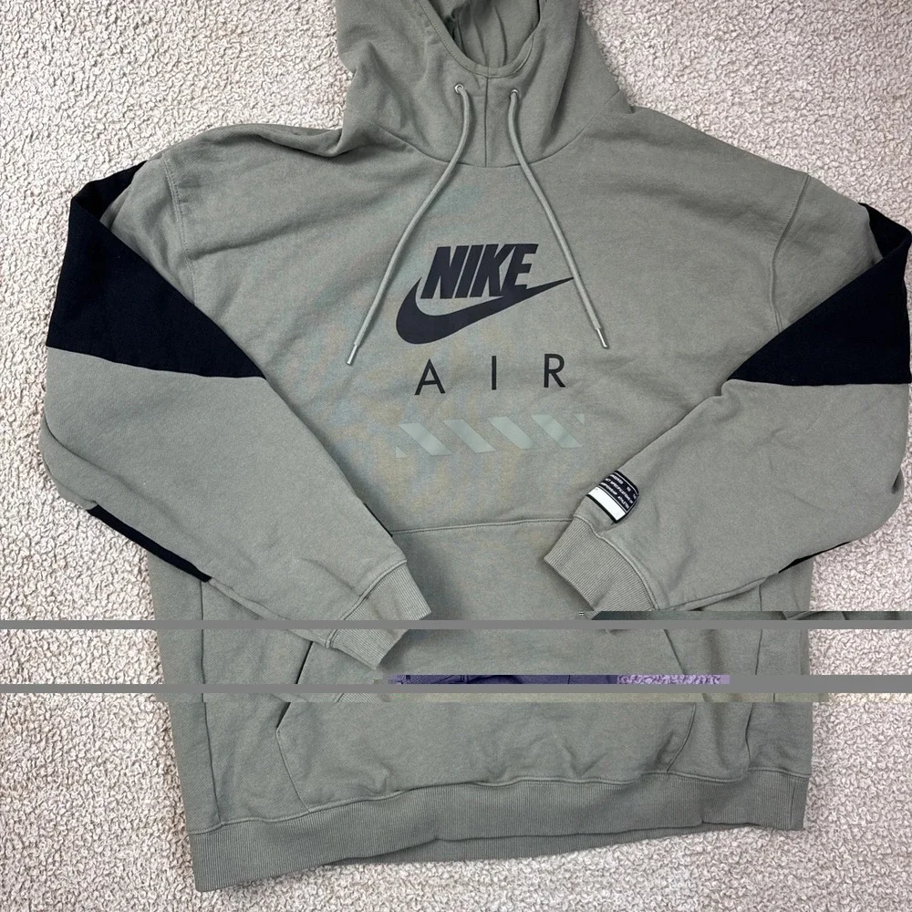 Nike Air Fleece Pull Over Hoodie Olive Green & Black HJ0273 320 Men's Size XL